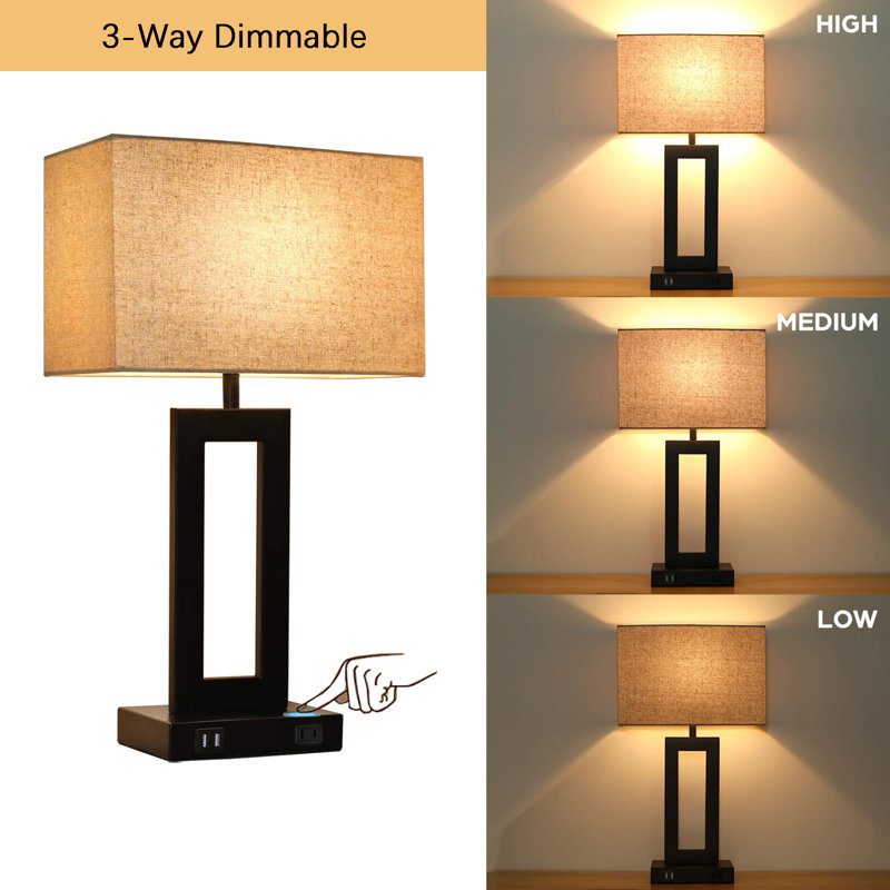 Set of 2 Touch Control Table Lamp with 2 USB Ports and 1PCS seenlast Candle Warmer with Dimmer Adjustable Height