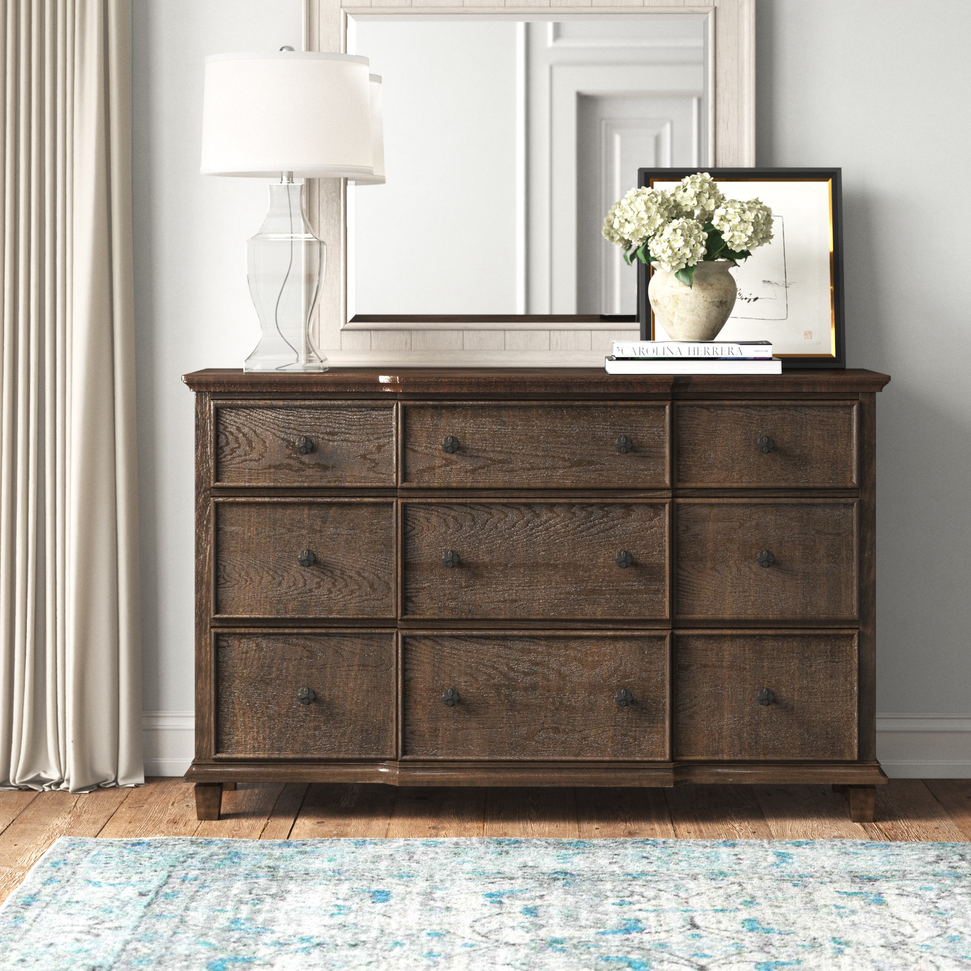 Epworth 9 Drawer Dresser in Weathered Oak