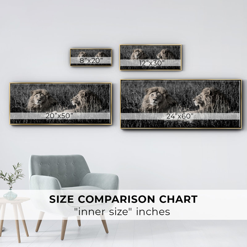 Mara Lions- Framed Canvas, 24" H x 60" W