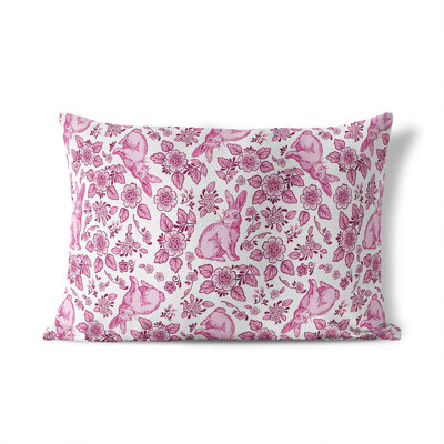 Bunny Toile Decorative Outdoor Lumbar Pillow