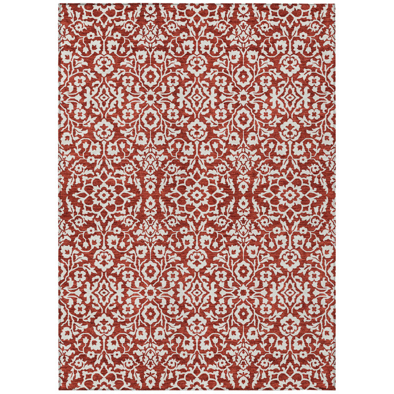 Tapis rectangulaire lavable à la machine intérieur / extérieur 1 pi 8 po x 2 pi 6 po ACN920 rouge 3 pi x 5 pi