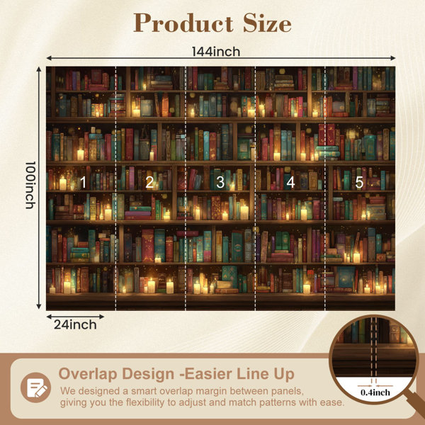Red Barrel Studio Book Shelf Peel and Stick Wallpaper Vintage Library ...