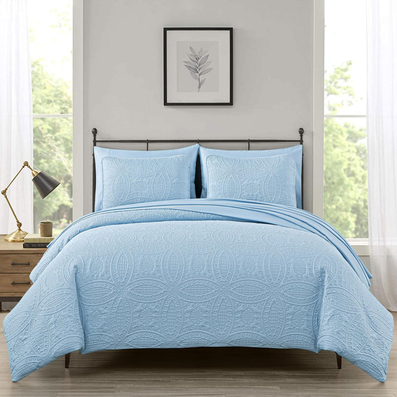 Liam Microfiber 7 Piece Bed in a Bag Comforter Set, Queen Comforter + 6 Additional Pieces, Chambray