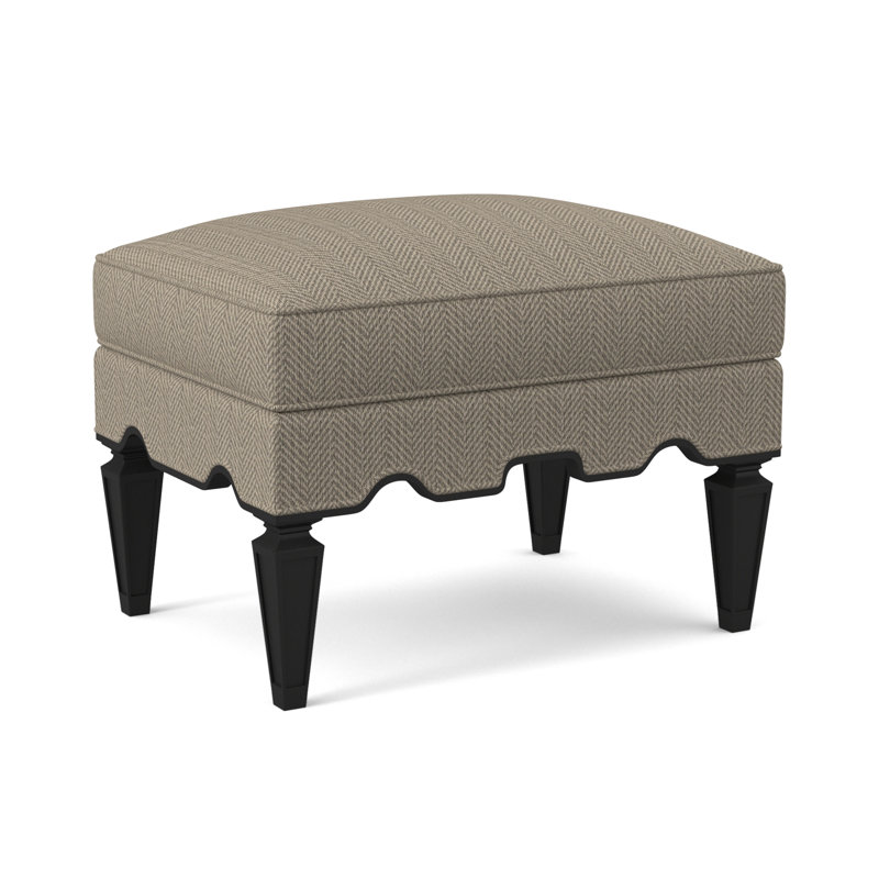 Palm Upholstered Ottoman, Espresso, White Caps Fog Viscose