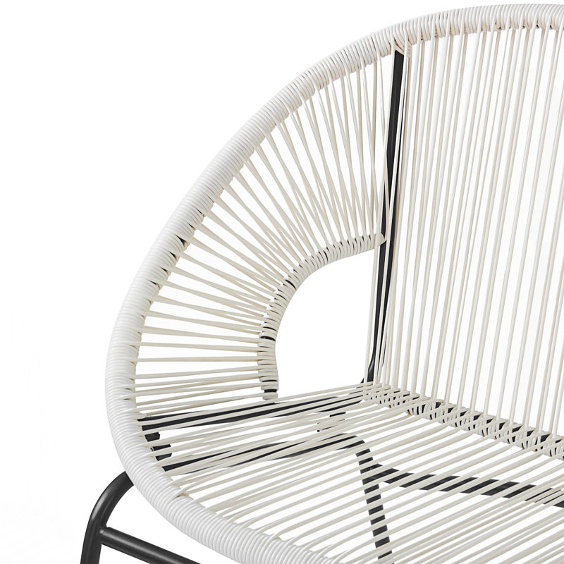 Patio Loveseat With Modern Hammock Weave, Ivory White