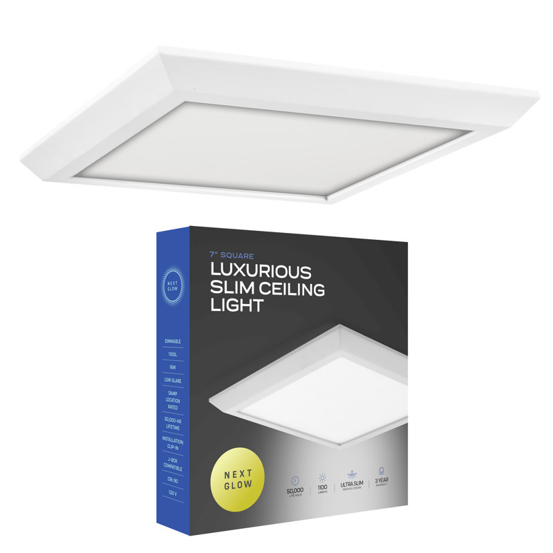 plafonnier encastré à DEL 7 "1 lumière, Blanc, H 0,56 po x l 7 po x P 7 po