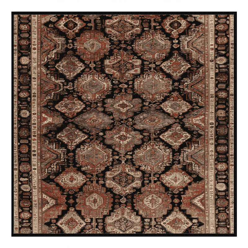 Machine Washable Persian Brown Area Rug, Square 5'