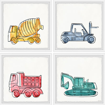 Acosta Construction Machinery 4-Piece Framed Print