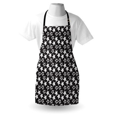Dakota Fields Space Apron Unisex Flowing Stars Graffiti Style Adult Size Dark Grey and White