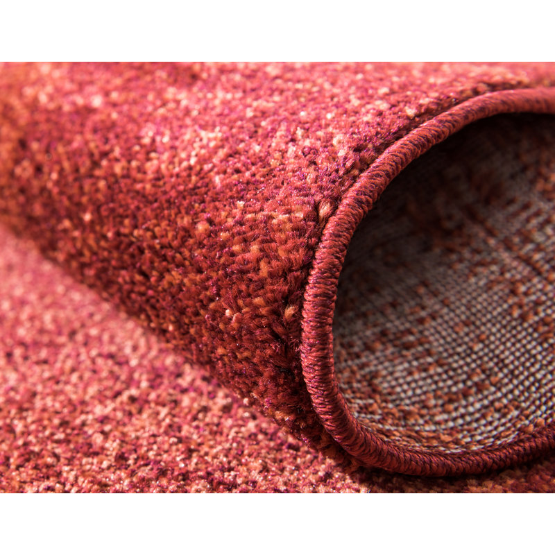 Tapis à motif géométrique rouge rouille, Carré 7 pi 10 po x 7 pi 10 po