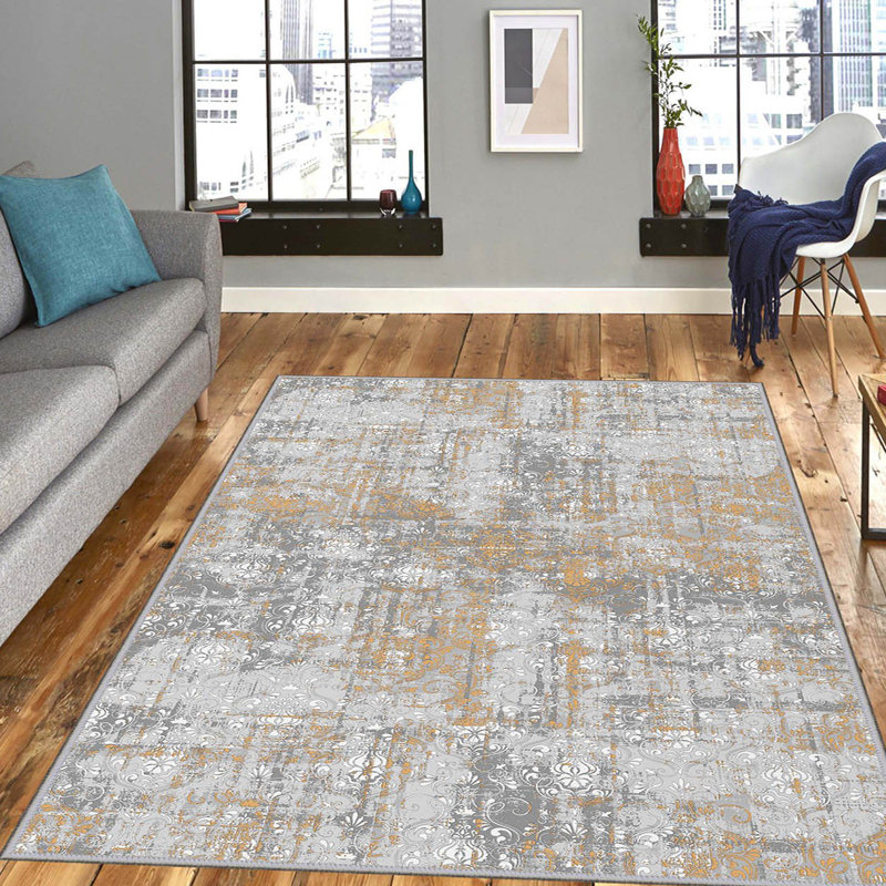 Luxurious Woven Area Rug, 5.9 x 9.2 ft, 100% Polyester, Antibacterial | Non-Slip PVC Felt Dot Underside, 0.3 in Pile Height | Machine Washable, 3D Digital Print, Perfect for Living Room & Bedroom Décor