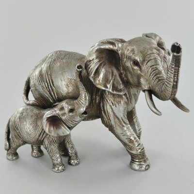 Alexandro Elephant Family Silver Figurine