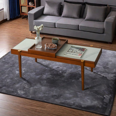 Table basse en bois massif et dalle