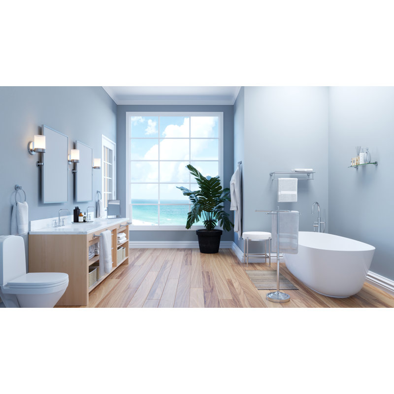 Glam Wall Mounted Tempered Glass Shelf | Bathroom Floating Glass Shelf, Chrome