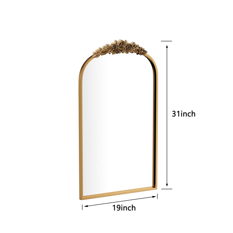Miroir arqué embossé, 31 po x 19 po, Bronze