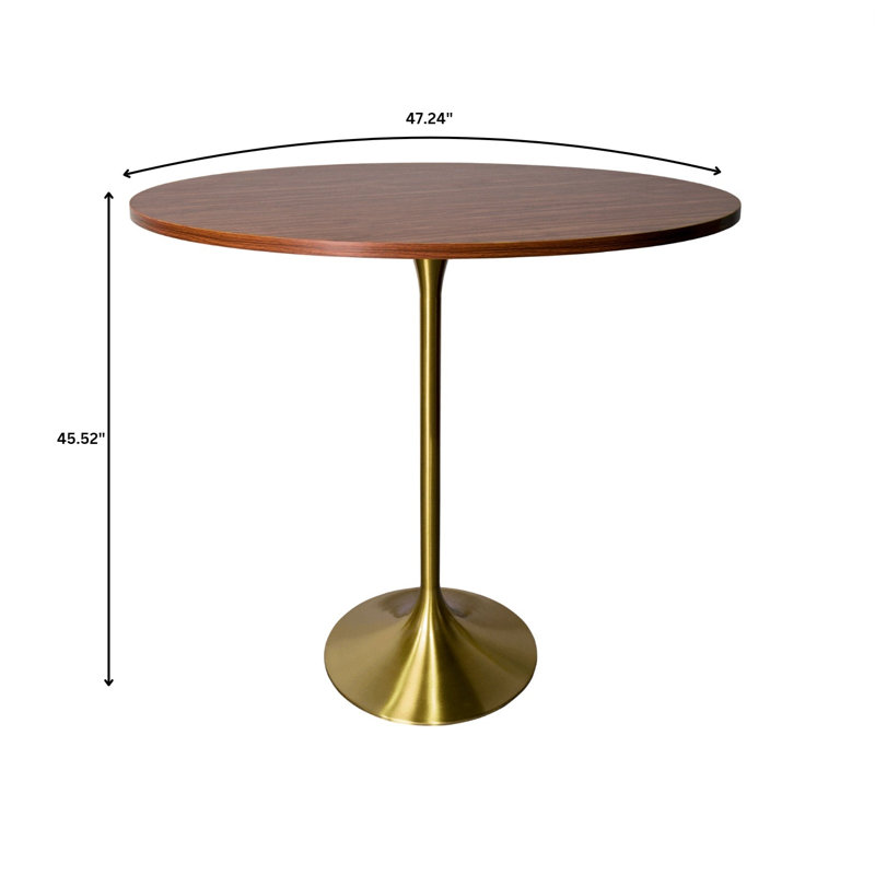 Table de salle à manger à hauteur de bar Greydon, Brun cognac, H 43,52 po x l 47,24 po x L 47,24 po