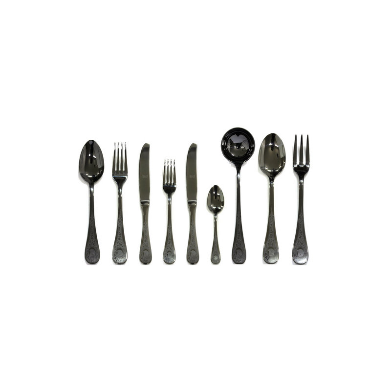 Diana 75 Piece 18/10 Stainless Steel Cutlery Set, Black