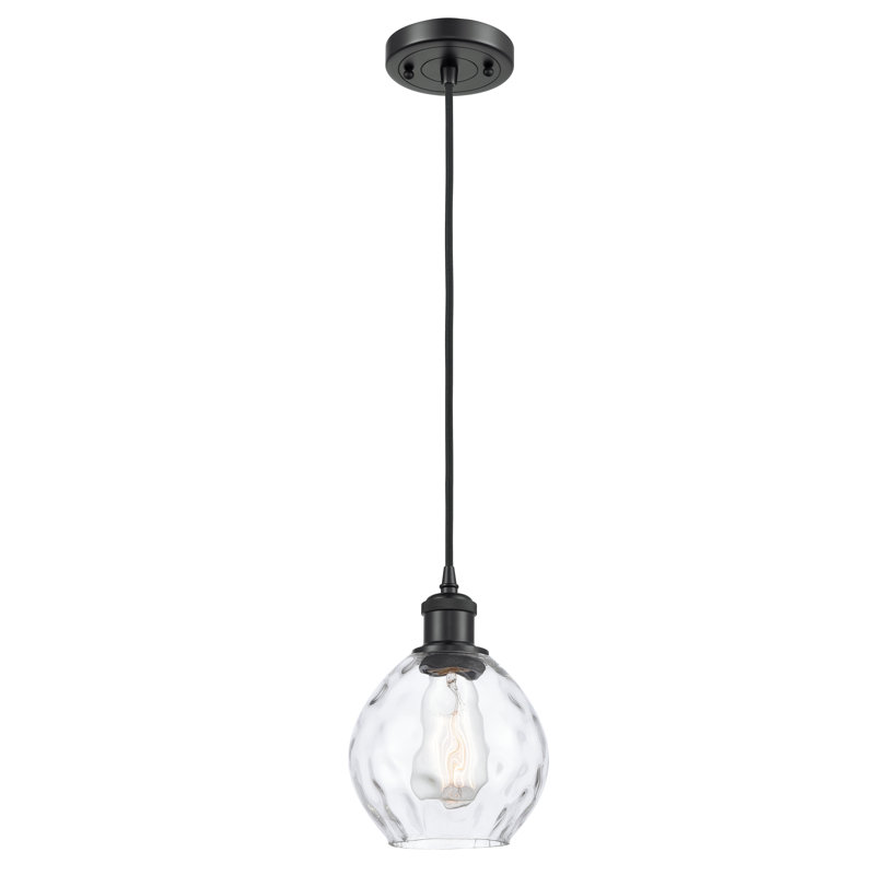 Luminaire suspendu simple à 1 lumière Jaron, Noir mat, Ampoule DEL rétro de 3,5 watts