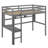 Twin Size Loft Bed With Desk And Shelves, Safety Guardrail And Ladder-1700769528