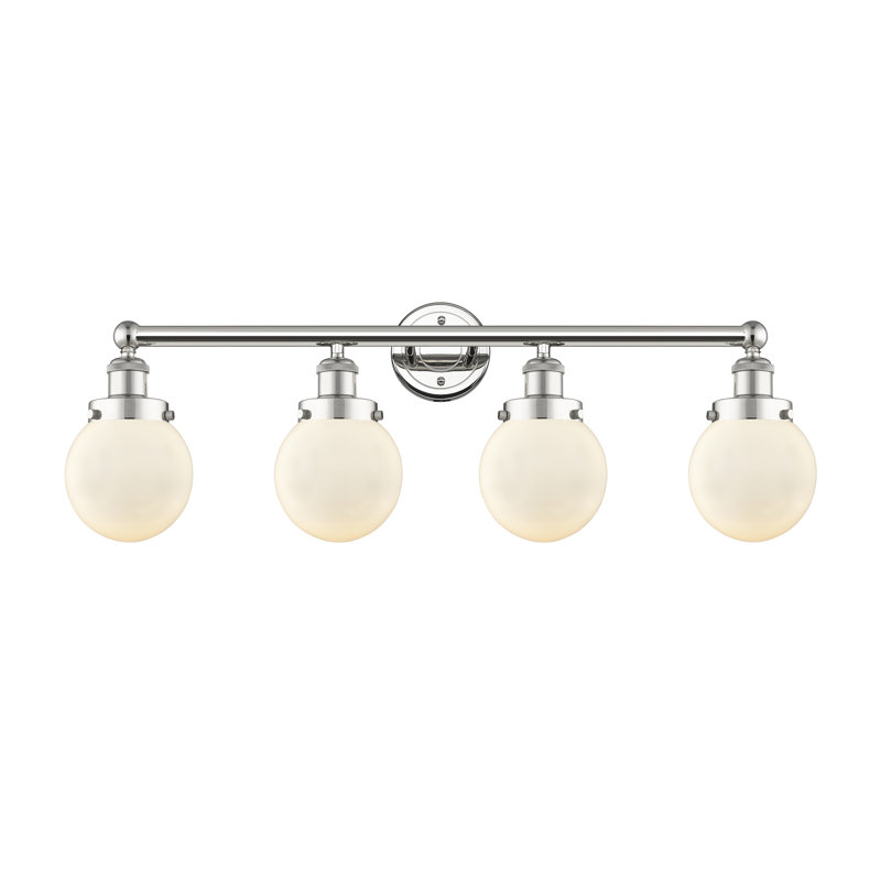 Alphonsa 4 - Light Dimmable Vanity Light, Matte White, Polished Nickel