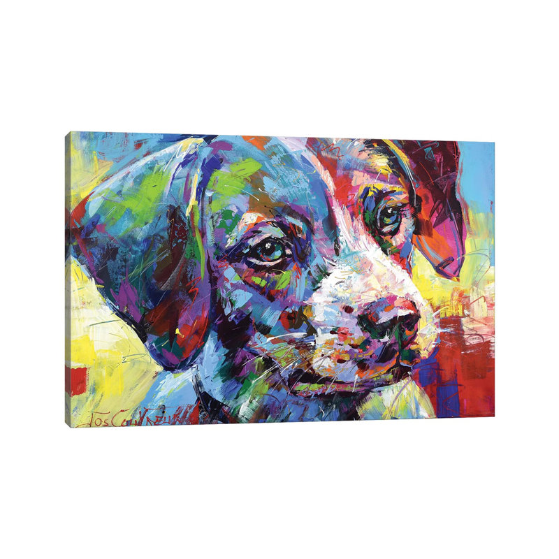 Jack Russell Puppy by Jos Coufreur - Wrapped Canvas Print