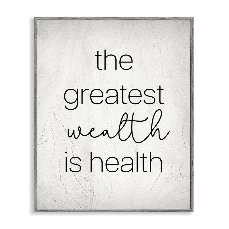 «Greatest Wealth Is Health», art de la giclée encadrée par Lil 'Rue, H 14 po x l 11 po x P 1,5 po, Cadre flottant gris lustré