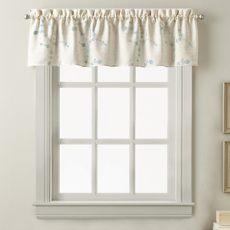 Jamison Floral Tailored Window Valance, Linen