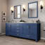 84" Double Freestanding Bathroom Vanity In Navy Blue With Cultured Marble Top-584737669-584737670
