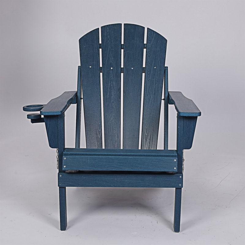 Chaise Adirondack pliante en PEHD avec porte-gobelet double, Navy Blue