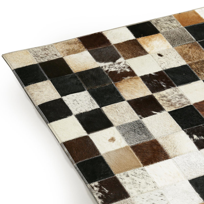 Tapis en cuir de vache véritable, Rectangle 5 pi x 7 pi 6 po