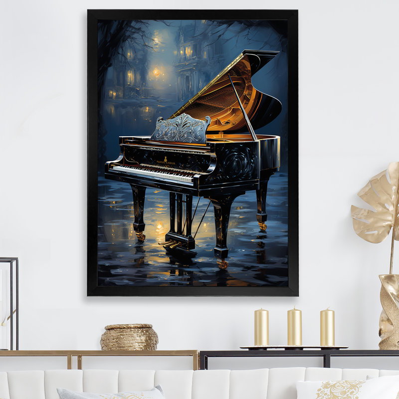 " Piano Forest Reflection II ", 44" H x 34" W x 1.5" D, Black Single Picture Framed