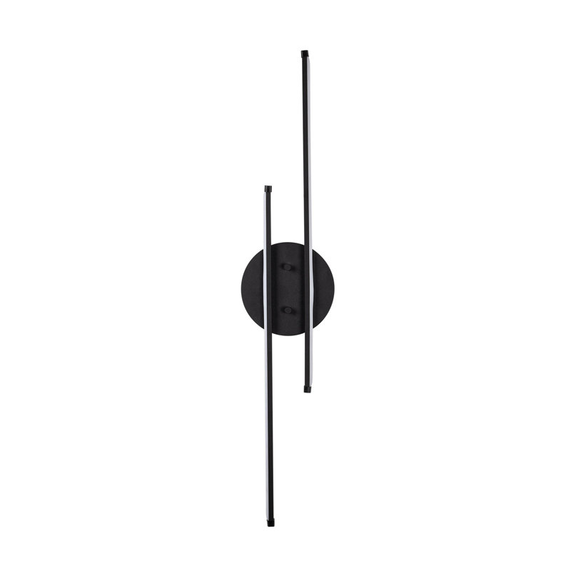 Sleek Black Wall Lamp, Metal Body, 6.7 x 33.9 x 2.0 inches | Integral LED 16W 3000K, IP20 Rated | Modern Industrial Design for Home & Office, Space-Saving Solution with Durable Metal Base Plate