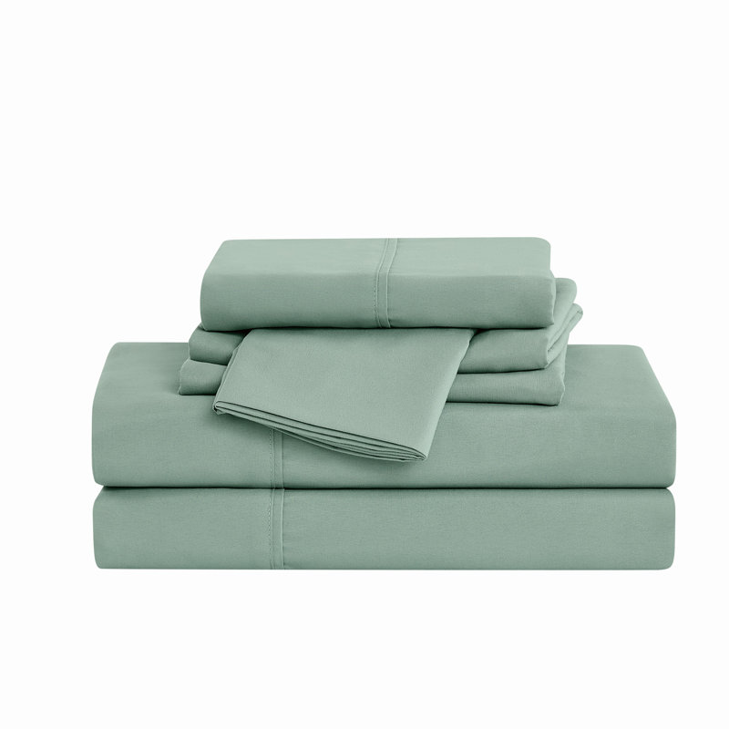 Microfiber Standard Sheet Set, Split King Sheet Set + 4 Pillowcases, Sage Green