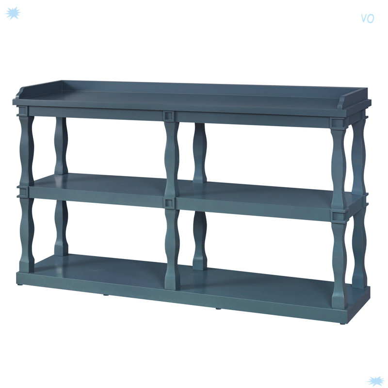 Console Table With 3-Tier Open Storage Spaces, Navy Blue