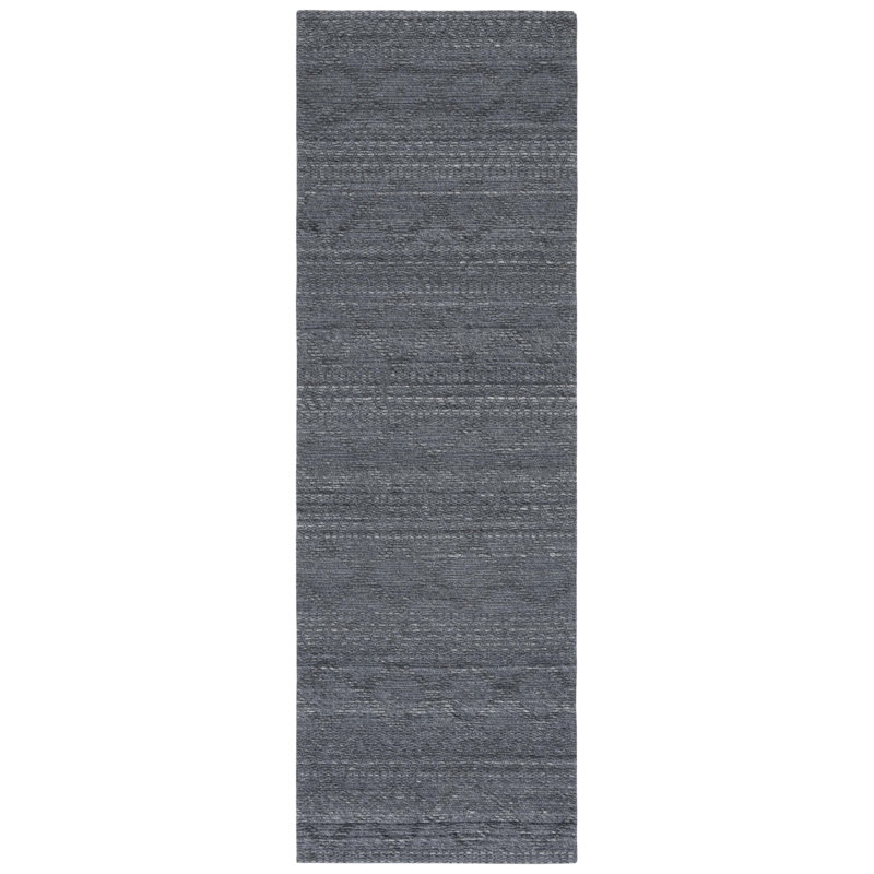 Marbella Flat Weave Wool/Cotton Geometric Rug in Gray, Runner 2'3" x 8'
