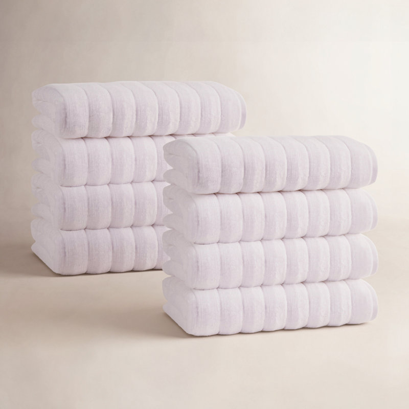 Rachel Turkish Cotton Ribbed Hand Towels, White