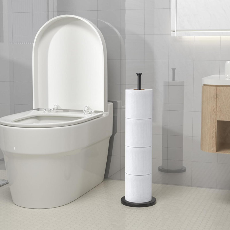 Porte-papier hygiénique (avec fonction de réserve), porte-rouleau de rechange autoportant, acier inoxydable, design moderne