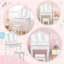 Coiffeuse pour enfants avec miroir éclairé, coiffeuse et tabouret pour petite fille, maquillage pour enfants avec miroir à trois volets, tiroir et grille de rangement pour filles de 3 à 9 ans-294955844