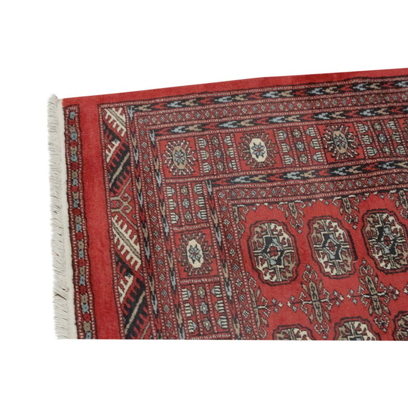 Tapis rouge / noir / beige noué à la main de haute qualité