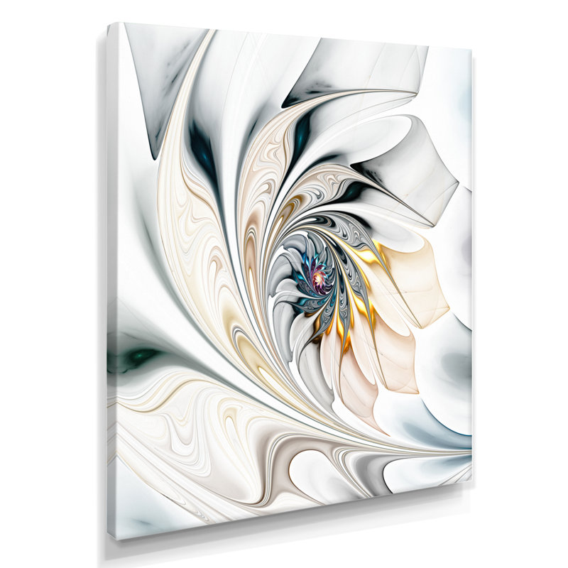 Art floral en verre coloré blanc - Grand art mural à motif floral sur toile, H 20 po x l 12 po, Toile tendue, Sans cadre