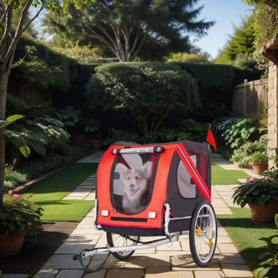 Chariot pour chien avec 3 entrées - Chariot de transport pliable pour animaux, roues de 20 pouces