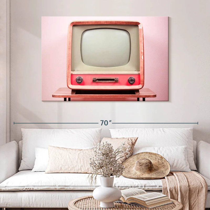 Téléviseur rose rétro Kerner, H 32 po x l 48 po