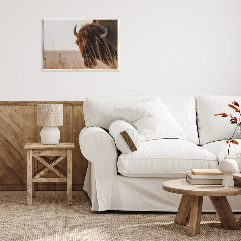 Plaque murale Bison Sunset on Golden Prairie, design par Nathan Larson, 10 x 15