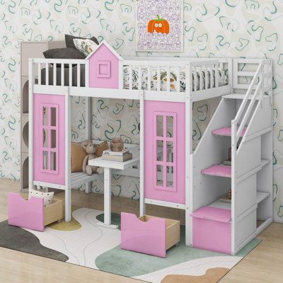 Adonya Kids Twin Over Twin Bunk Bed