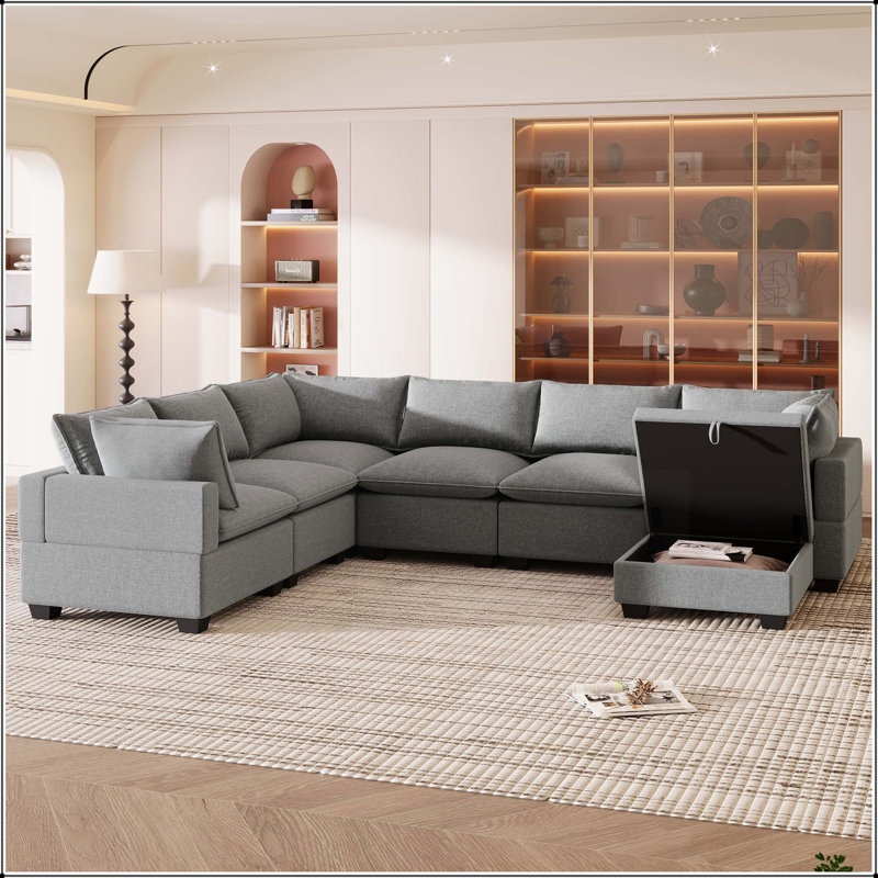 Canapé modulaire en forme de U avec rangement 120 x 93 po