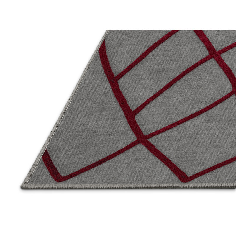 Machine Washable Trellis Gray Area Rug, Runner 2' x 4'