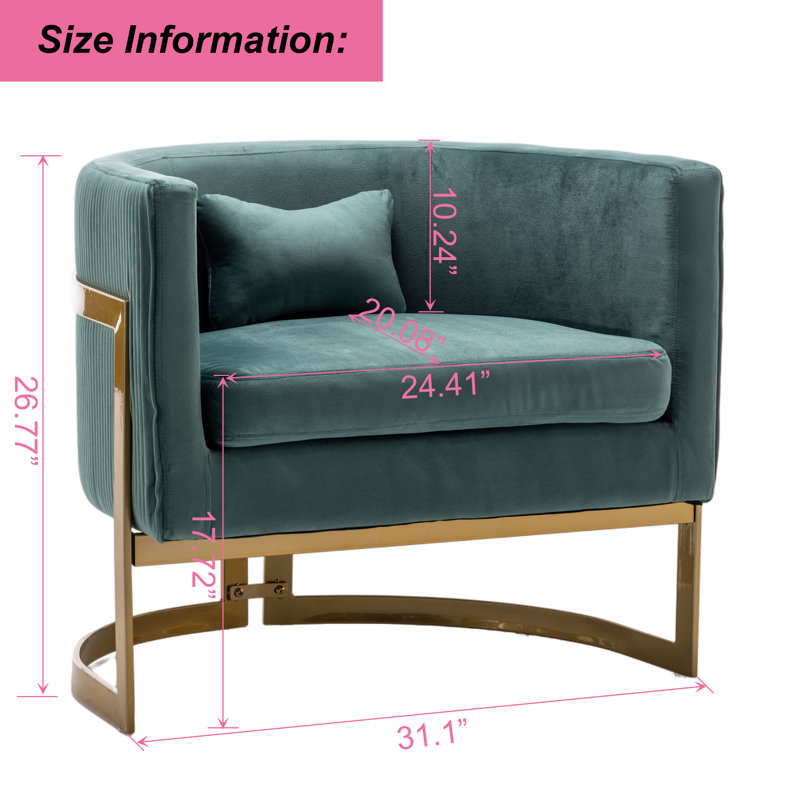 Fauteuil demi-tonneau en velours 31,1 po Rapicka