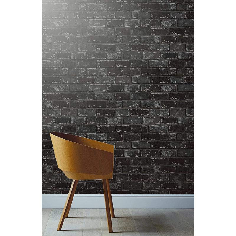Buchholz 10.05m x 53cm Metallic Finish Wallpaper Roll, Black/Silver