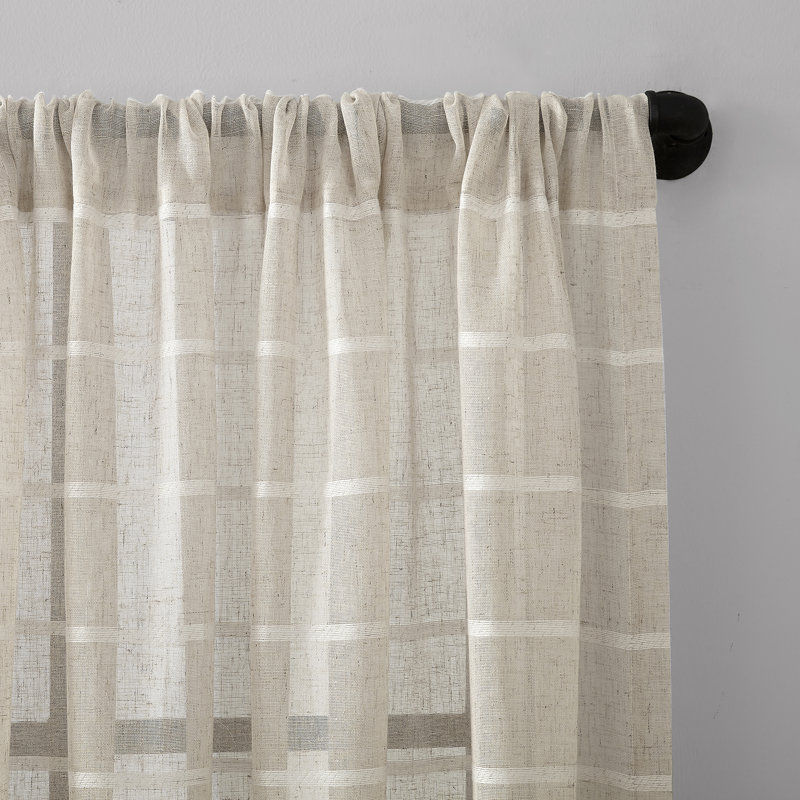Natural Linen Blend Sheer Rod Pocket Window Panel, 52" x 84"