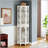Corner Curio Cabinet With 4 Adjustable Tempered Glass Shelves And Built-In Lighting, For Displaying Collectibles And Decorative Items.-38689078